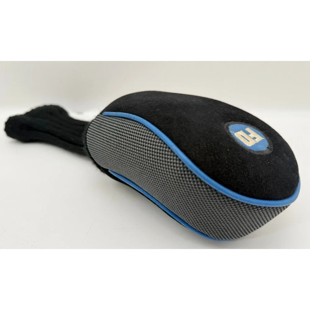 FD Fairway Driver Golf Club Headcover Black Grey Blue Trim Rib Knit Sock